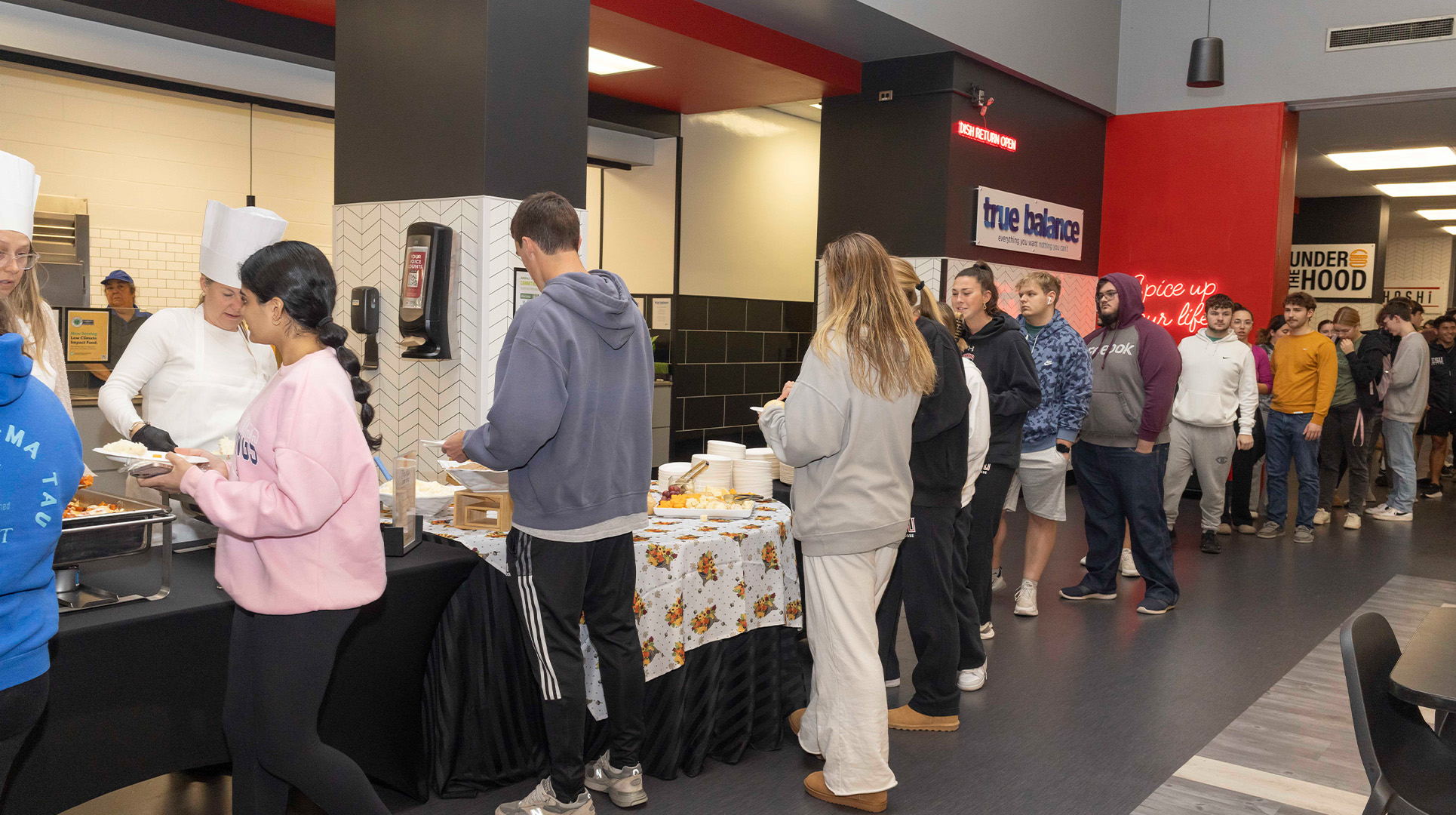Students in line at dining hall