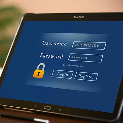 computer screen with login info needed