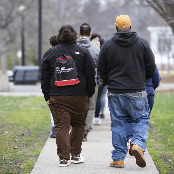 Students walking away